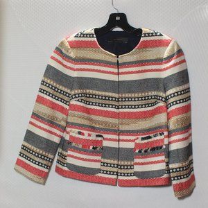 GORGEOUS! The Limited Women's Size Small Woven Coral Striped Southwestern Blazer